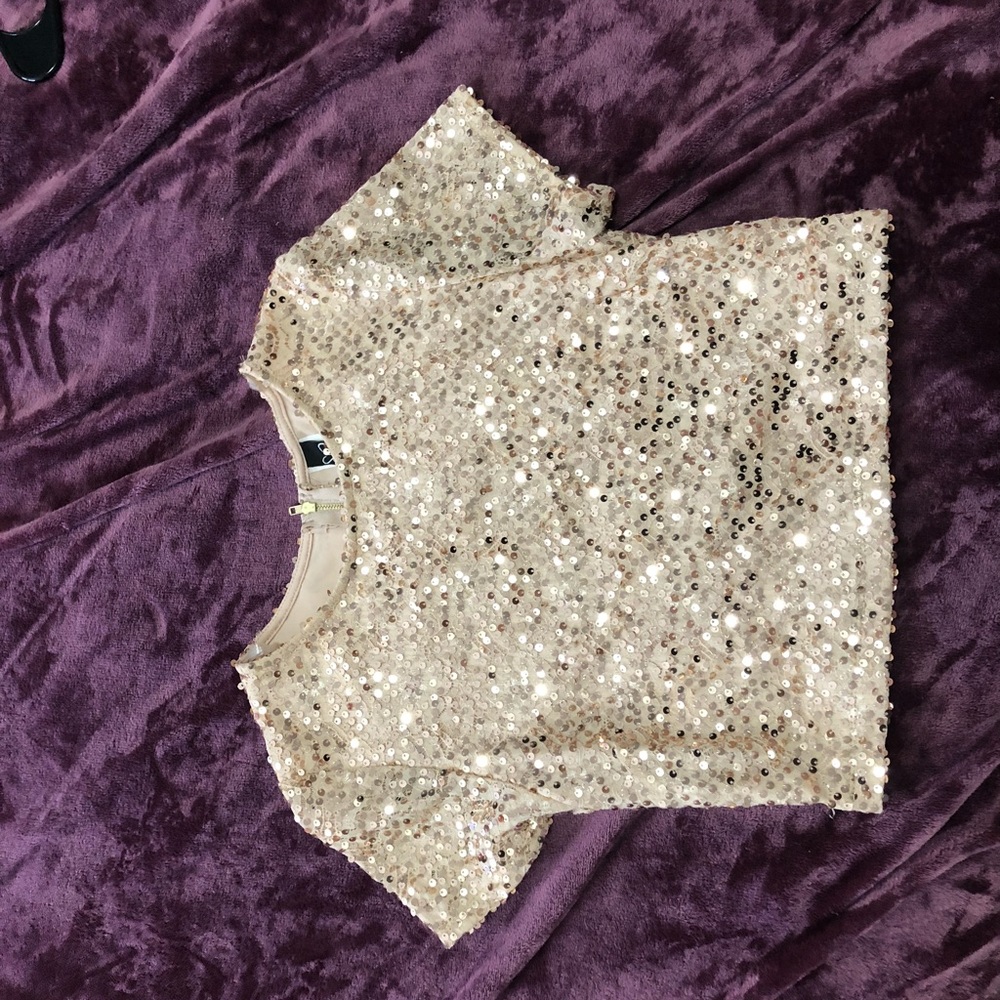 Gold sequence crop top
